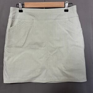 Mario Serrani Green White Medium Skort Striped Pockets‎ Tummy Control